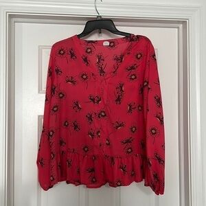 GAP Pink Floral Blouse Size Medium